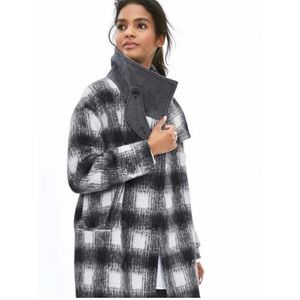 BANANA REP Buffalo Plaid Brushed Wool Cocoon Coat